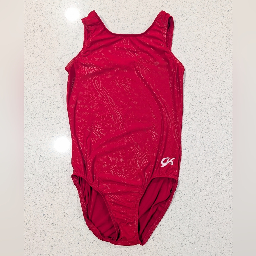 BEAUTIFUL GK ELITE Gymnastics Dance Leotard AM Medium Holiday Christmas Xmas Red